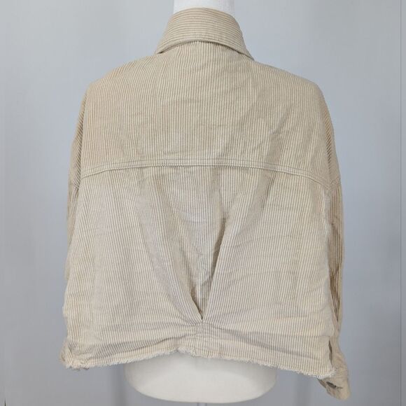 Princess Polly Lost Feelings Tan Raw Hem Cropped Corduroy Jacket Medium Large - Picture 10 of 15